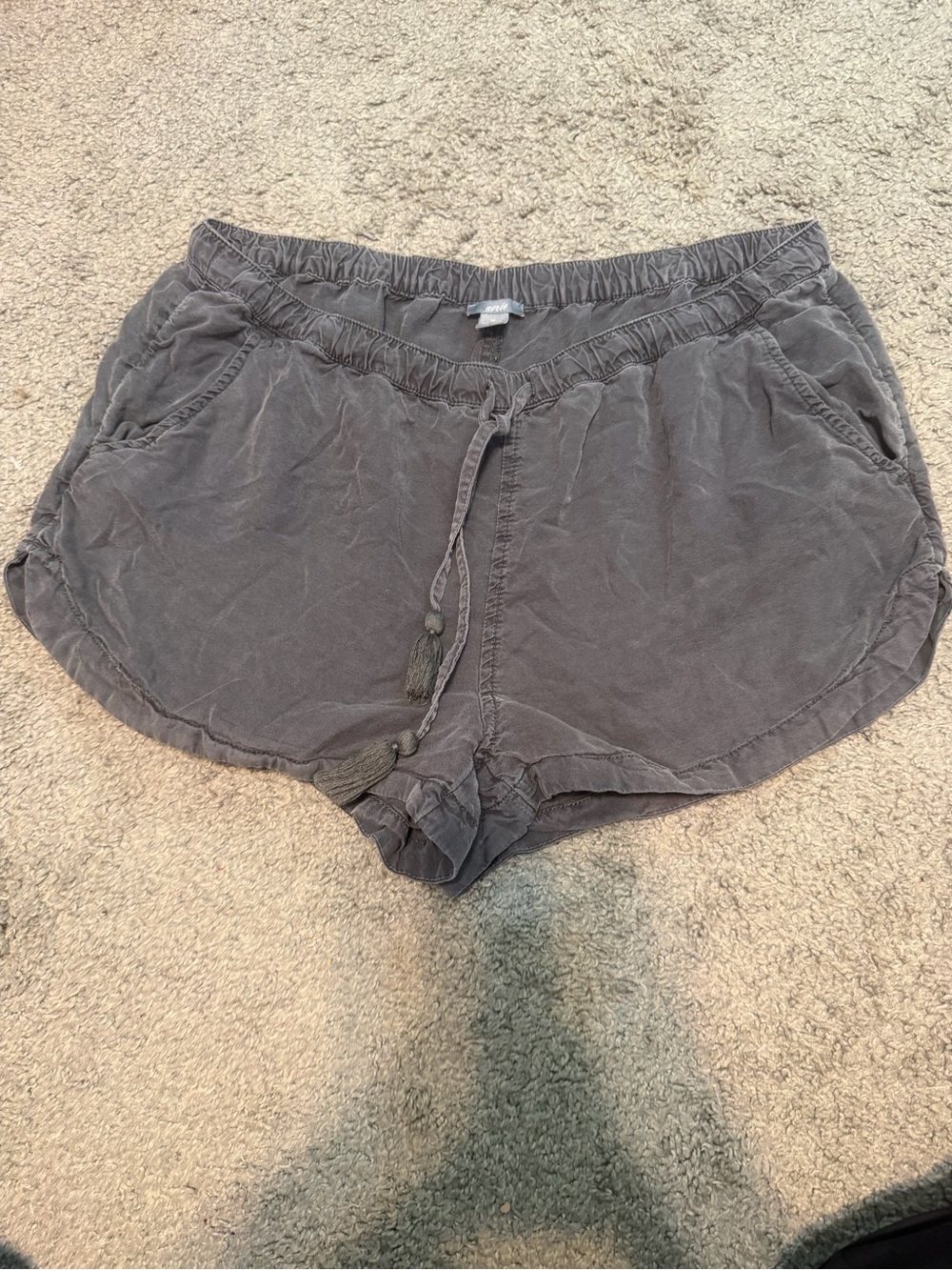 aerie Washed Charcoal Drawstring Athletic Shorts